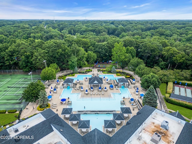 18 Stewart Ct, Jackson, NJ 08527 - drone / aerial view of a heavily wooded area and a pool area