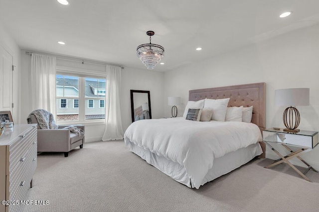 2 Foulks Ter, Lincroft, NJ 07738 - carpeted bedroom with recessed lighting and a chandelier