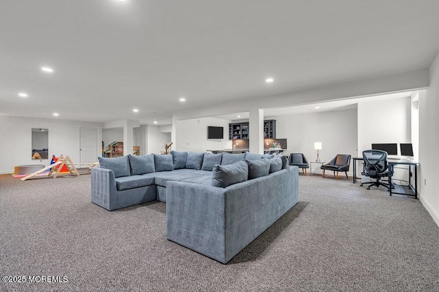 2 Foulks Ter, Lincroft, NJ 07738 - carpeted living room featuring recessed lighting and bar