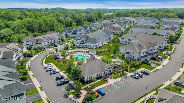 2 Foulks Ter, Lincroft, NJ 07738 - aerial view of residential area featuring a pool and a heavily wooded area