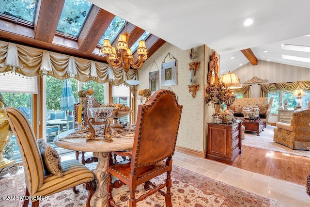 523 Pheasant Ln, Toms River, NJ 08753 - dining space with a chandelier and a skylight