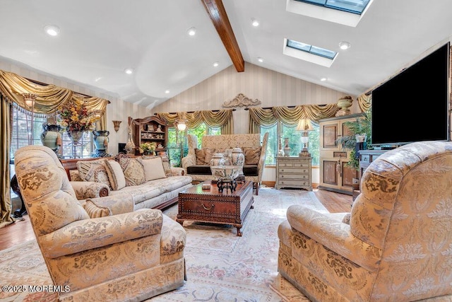 523 Pheasant Ln, Toms River, NJ 08753 - living area with wood finished floors, a skylight, plenty of natural light, and recessed lighting