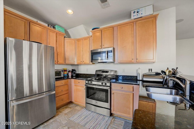 2 Michael Dr, Tinton Falls, NJ 07712 - kitchen featuring stainless steel appliances, dark stone counters, and recessed lighting