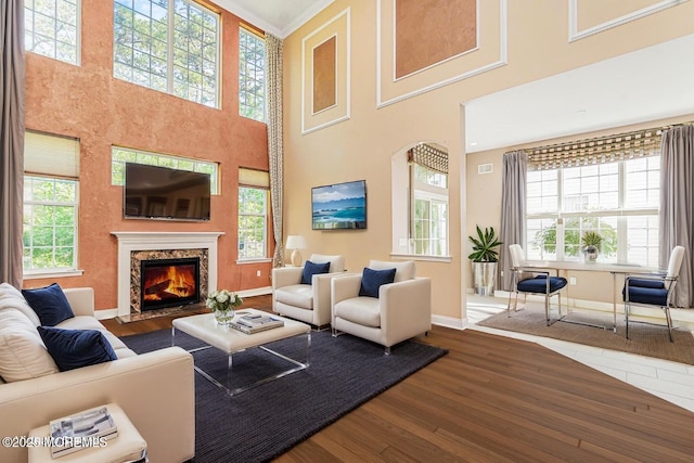 161 Arborridge Dr, Forked River, NJ 08731 - living area featuring wood finished floors, plenty of natural light, and a towering ceiling