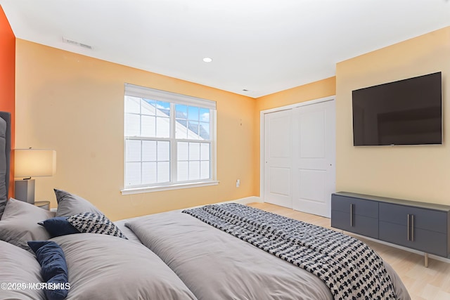 161 Arborridge Dr, Forked River, NJ 08731 - bedroom with light wood finished floors, a closet, and recessed lighting