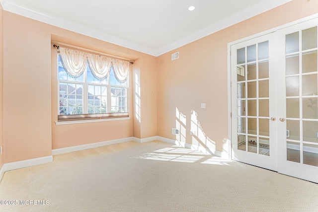 161 Arborridge Dr, Forked River, NJ 08731 - carpeted empty room with crown molding, french doors, and recessed lighting
