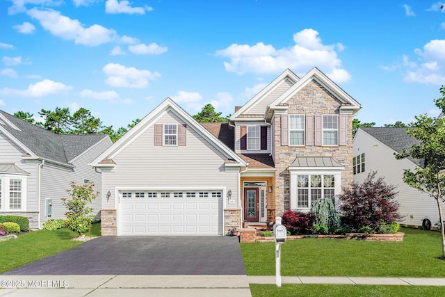 161 Arborridge Dr, Forked River, NJ 08731 - craftsman house featuring stone siding, asphalt driveway, and a front yard