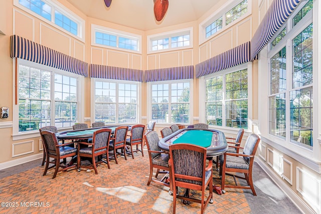 161 Arborridge Dr, Forked River, NJ 08731 - sunroom featuring a decorative wall, wainscoting, and a high ceiling