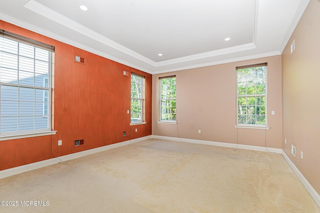 161 Arborridge Dr, Forked River, NJ 08731 - unfurnished room featuring light carpet, ornamental molding, and a tray ceiling