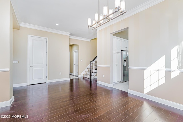 161 Arborridge Dr, Forked River, NJ 08731 - spare room featuring crown molding, stairway, wood finished floors, and recessed lighting