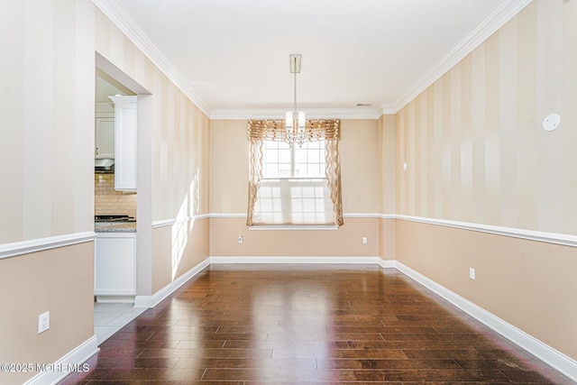 161 Arborridge Dr, Forked River, NJ 08731 - unfurnished dining area featuring hardwood / wood-style floors, a chandelier, and ornamental molding