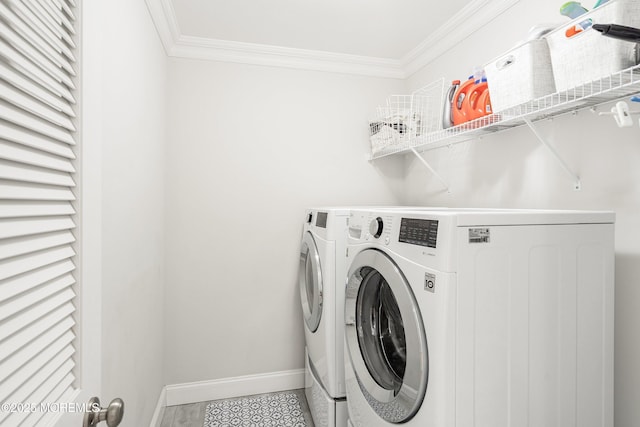 309 Hall Ave, Point Pleasant, NJ 08742 - washroom with washer and dryer and crown molding