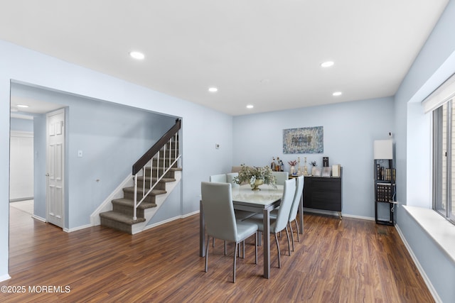 129 Tudor Ct, Lakewood, NJ 08701 - dining space with wood finished floors, recessed lighting, and stairs