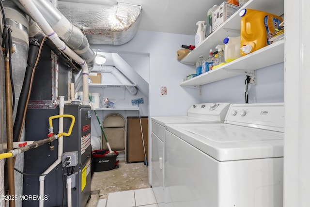 129 Tudor Ct, Lakewood, NJ 08701 - laundry area with washer and clothes dryer and heating unit