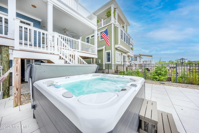 2029 Bay Blvd, Ortley Beach, NJ 08751 - view of swimming pool featuring a hot tub, ceiling fan, and stairway
