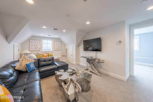 2029 Bay Blvd, Ortley Beach, NJ 08751 - living area with lofted ceiling, light colored carpet, and recessed lighting