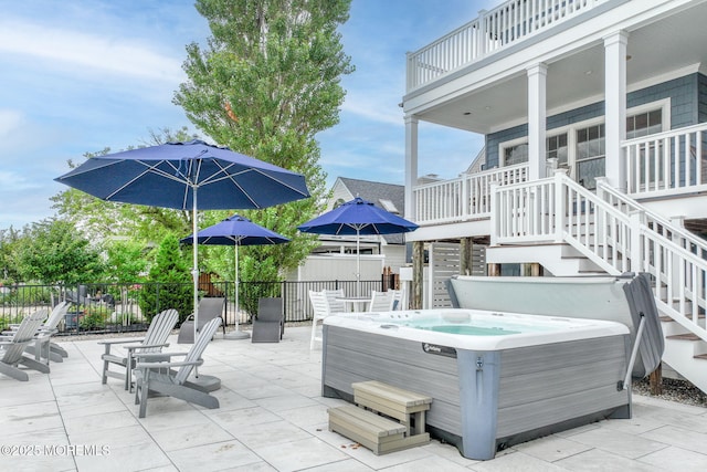 2029 Bay Blvd, Ortley Beach, NJ 08751 - view of patio / terrace featuring a hot tub and stairway