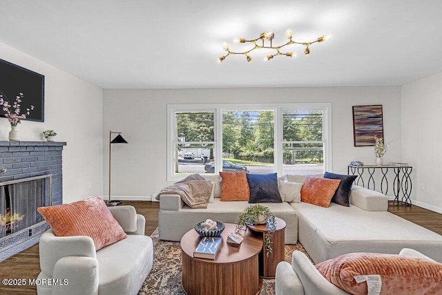 1528 Stuyvesant Ave, Ewing, NJ 08618 - living area with a fireplace and wood finished floors