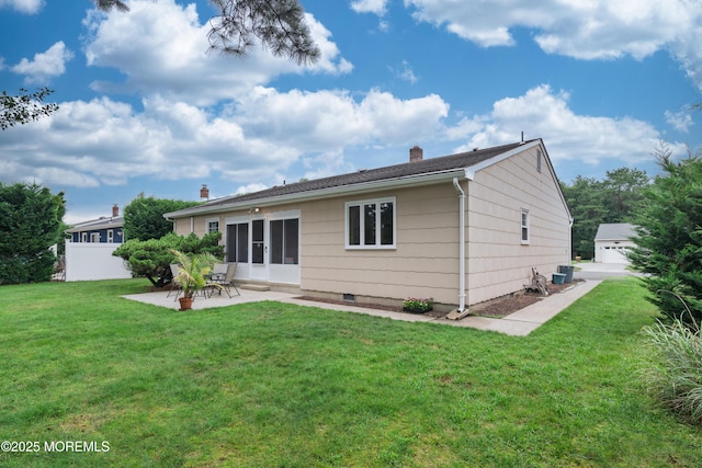 5 Bennington Dr, Toms River, NJ 08757 - rear view of house featuring a patio, a chimney, and a lawn