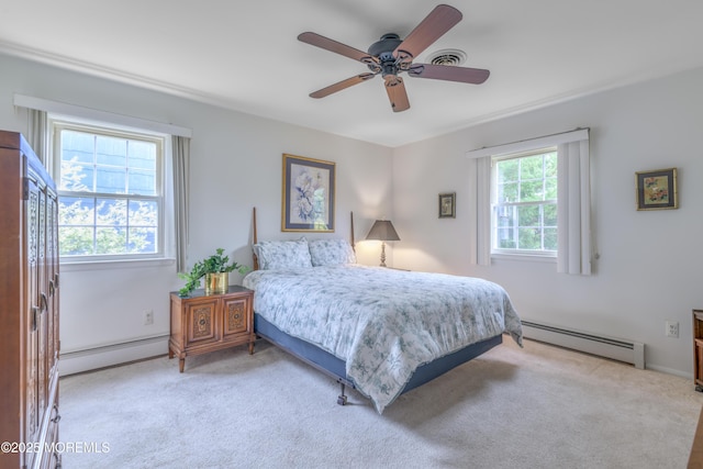 5 Bennington Dr, Toms River, NJ 08757 - carpeted bedroom with baseboard heating and ceiling fan