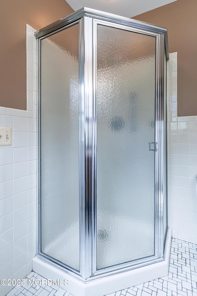 5 Bennington Dr, Toms River, NJ 08757 - full bathroom featuring tile walls and a stall shower