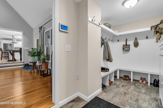 8 Old Dutch Rd, Warren, NJ 07059 - mudroom with vaulted ceiling and wood finished floors