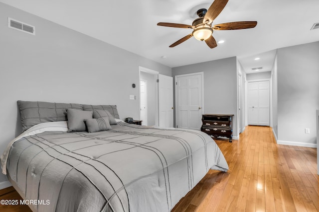 8 Old Dutch Rd, Warren, NJ 07059 - bedroom featuring light wood finished floors, recessed lighting, and a ceiling fan