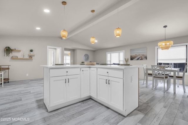 3 Casey Ct, Barnegat, NJ 08005 - kitchen with light wood-style flooring, light countertops, white cabinetry, decorative light fixtures, and recessed lighting
