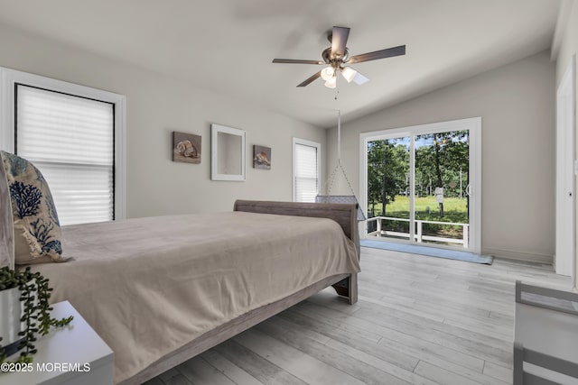 3 Casey Ct, Barnegat, NJ 08005 - bedroom featuring vaulted ceiling, access to outside, wood finished floors, and ceiling fan