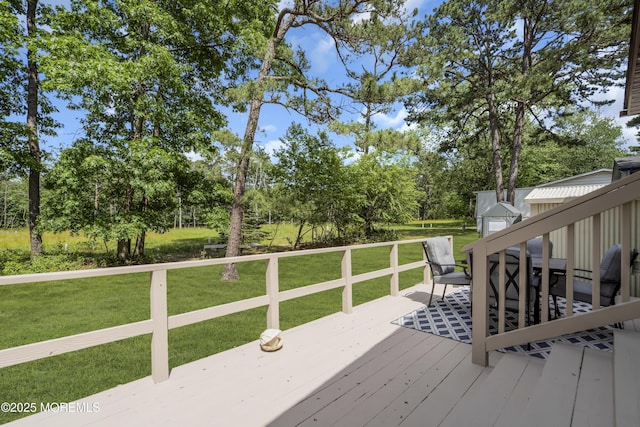 3 Casey Ct, Barnegat, NJ 08005 - deck featuring a lawn and view of wooded area