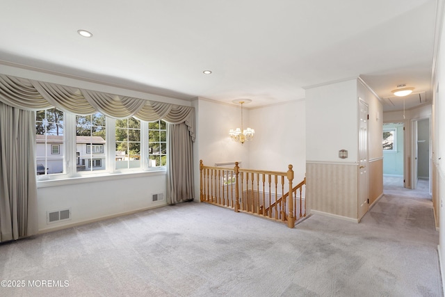 235 Long Branch Ave, Bayville, NJ 08721 - unfurnished room featuring carpet flooring, a chandelier, attic access, ornamental molding, and recessed lighting