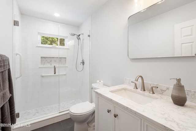 235 Long Branch Ave, Bayville, NJ 08721 - full bathroom with vanity, a stall shower, and tile patterned flooring