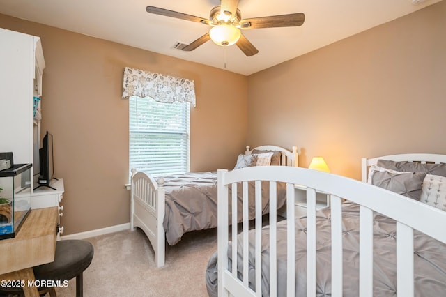 96 Bridle Path, Bayville, NJ 08721 - carpeted bedroom with baseboards and a ceiling fan