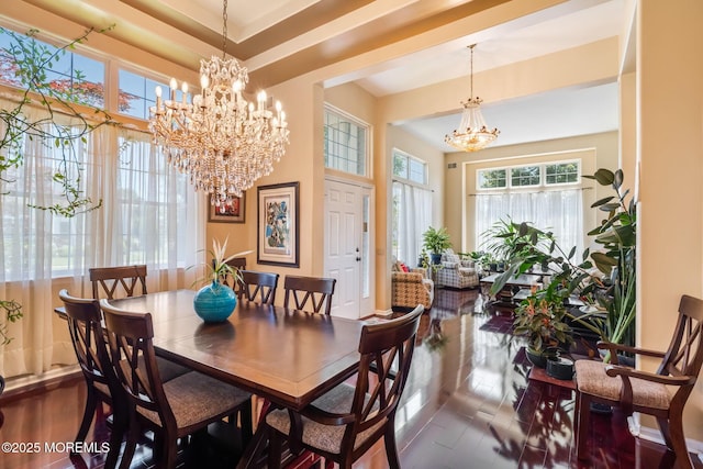 57 Mirage Blvd, Barnegat, NJ 08005 - dining area featuring a chandelier and hardwood / wood-style floors