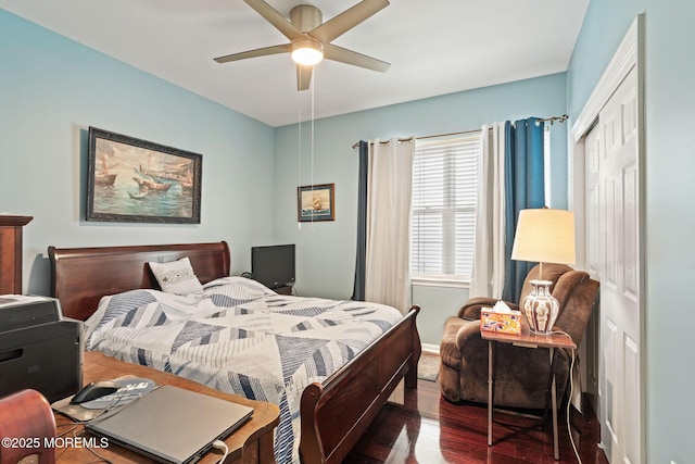 57 Mirage Blvd, Barnegat, NJ 08005 - bedroom with hardwood / wood-style floors, a ceiling fan, and a closet