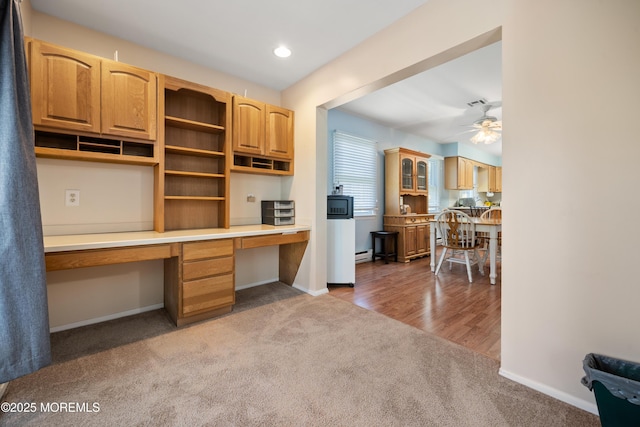 188 Lions Head Blvd S, Brick, NJ 08723 - home office with built in study area, carpet flooring, a ceiling fan, and recessed lighting
