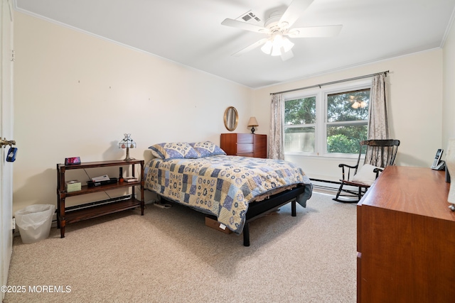 188 Lions Head Blvd S, Brick, NJ 08723 - bedroom featuring ornamental molding, carpet flooring, ceiling fan, and a baseboard heating unit