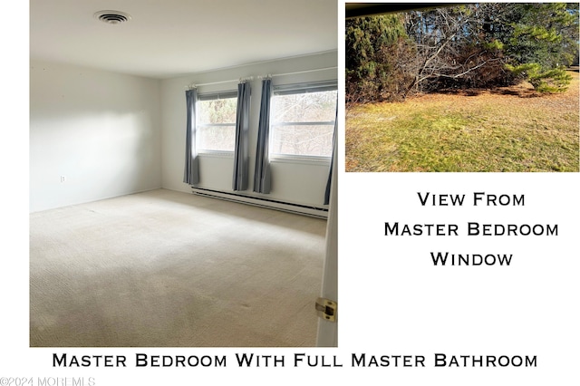 1-B Pilgrim Ct, Whiting, NJ 08759 - empty room with baseboard heating and carpet floors