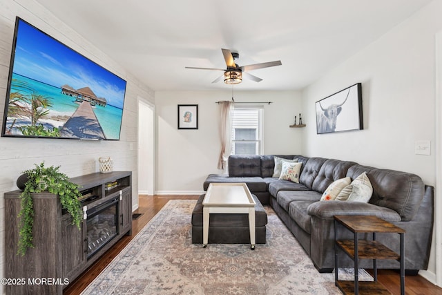 98 Washington St, Keyport, NJ 07735 - living area featuring wood finished floors and a ceiling fan