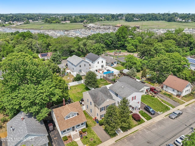 98 Washington St, Keyport, NJ 07735 - aerial perspective of suburban area with a tree filled landscape and a large body of water