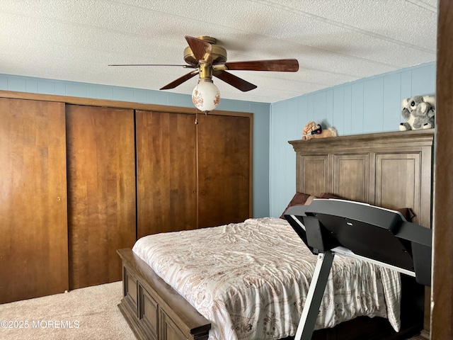 1408 Anvil Way, Toms River, NJ 08755 - bedroom with light colored carpet, ceiling fan, a closet, and a textured ceiling