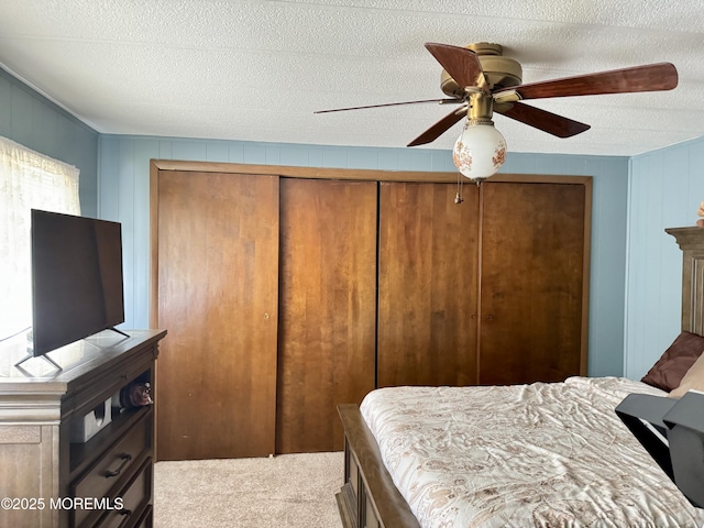 1408 Anvil Way, Toms River, NJ 08755 - bedroom featuring carpet, a closet, a textured ceiling, and a ceiling fan