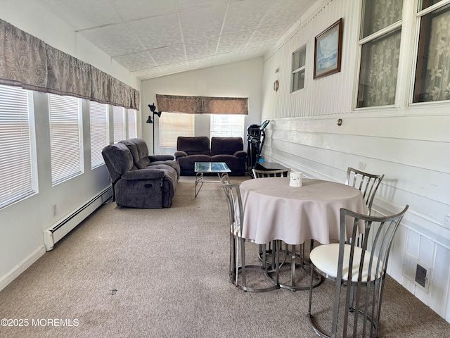 1408 Anvil Way, Toms River, NJ 08755 - sunroom featuring a baseboard radiator, carpet flooring, and lofted ceiling