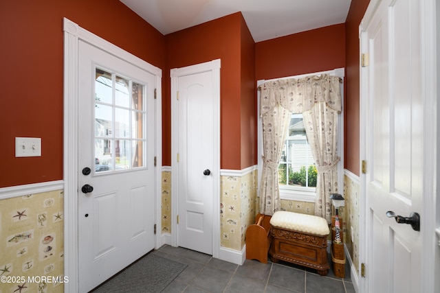 41 Cedar St, Keyport, NJ 07735 - tiled entrance foyer with wainscoting and baseboards