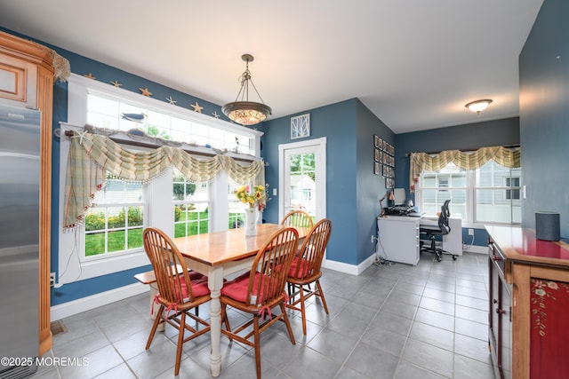 41 Cedar St, Keyport, NJ 07735 - tiled dining space with baseboards and an office area