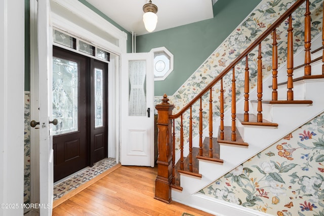 41 Cedar St, Keyport, NJ 07735 - entrance foyer with wood finished floors and stairs