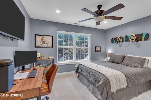 45 Erin Dr, Jackson, NJ 08527 - bedroom featuring carpet flooring, a desk, recessed lighting, and ceiling fan
