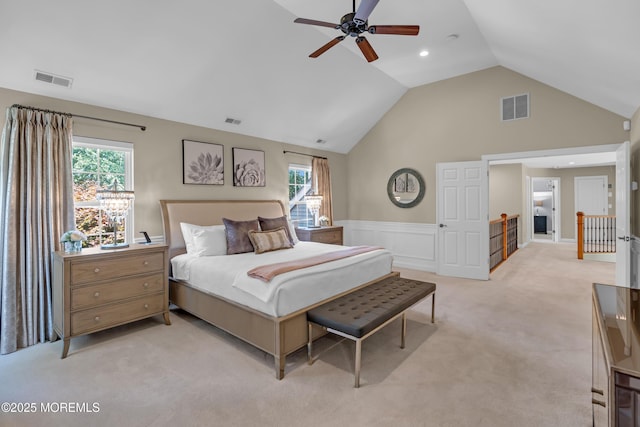 45 Erin Dr, Jackson, NJ 08527 - bedroom with lofted ceiling, multiple windows, light colored carpet, a wainscoted wall, and recessed lighting