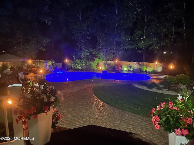 45 Erin Dr, Jackson, NJ 08527 - pool at twilight with a fenced backyard and a patio
