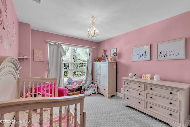 4 Queens Pass, Colts Neck, NJ 07722 - bedroom featuring a chandelier and light carpet